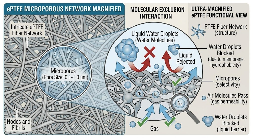 Expanded PTFE microporous structure
